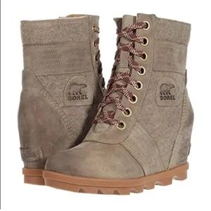 Sorel Lexie Wedge Khaki Wedge Boots Women's NWB/NWOB